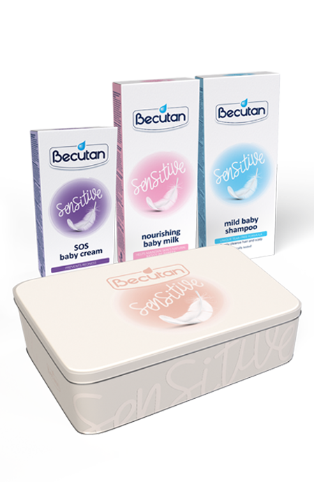 Becutan Sensitive кутија со производи